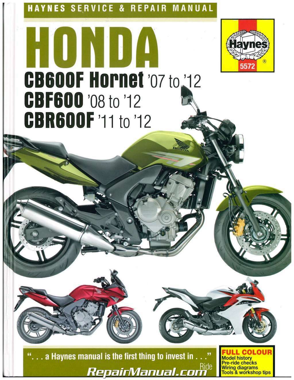 Honda CB600F, CBF600 & CBR600F Fours Haynes Service Manual '07-'12