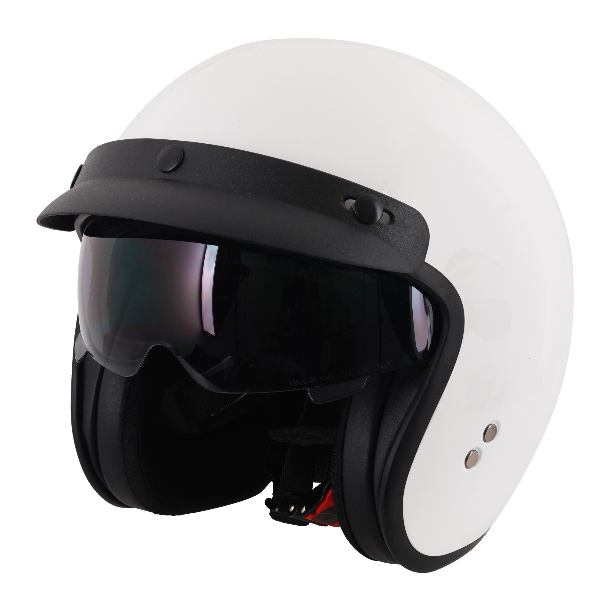 Stealth Open Face Helmet With Peak Gloss White