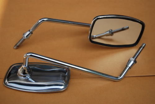 Mirrors to suit C100 (1960's) - Chrome Rectangular pair Genuine Honda